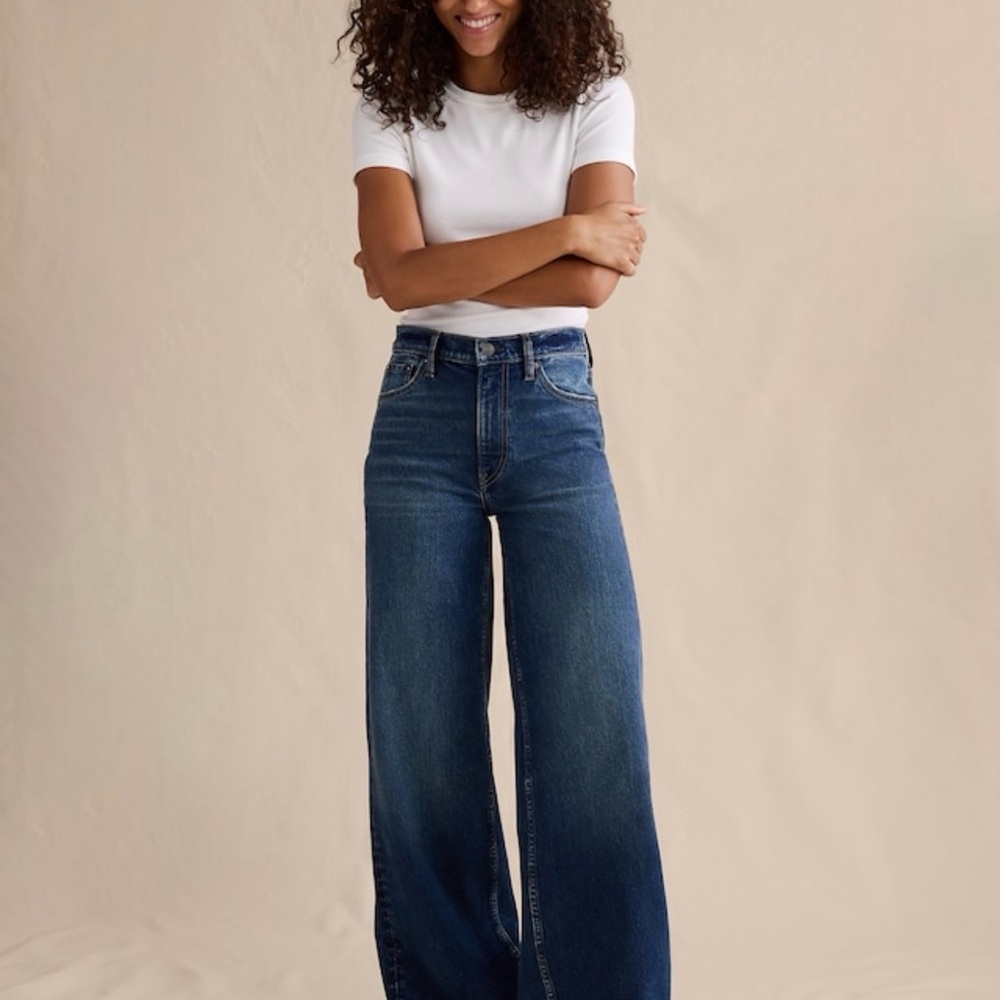 Banana Republic The Icon Classic Wide-Leg Jean – Medium Wash – Long